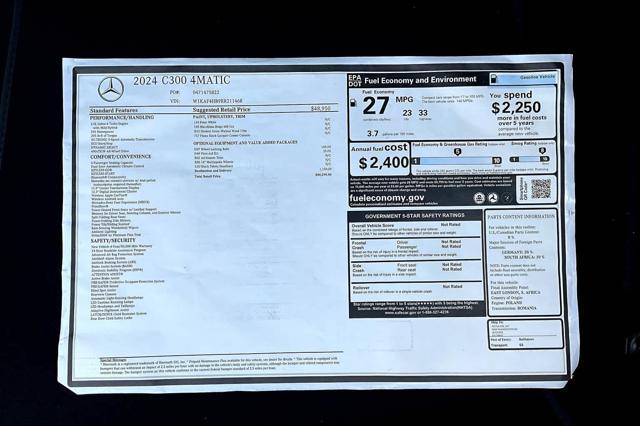 new 2024 Mercedes-Benz C-Class car, priced at $50,295