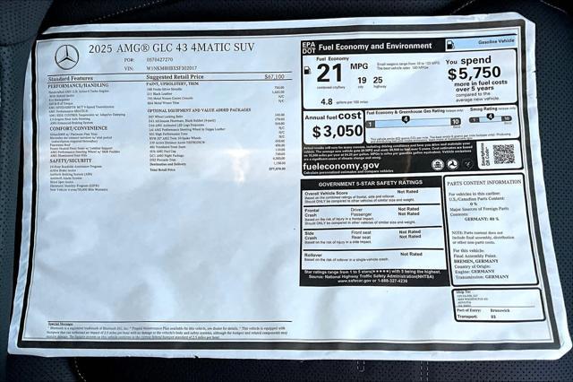 new 2025 Mercedes-Benz AMG GLC 43 car, priced at $77,470