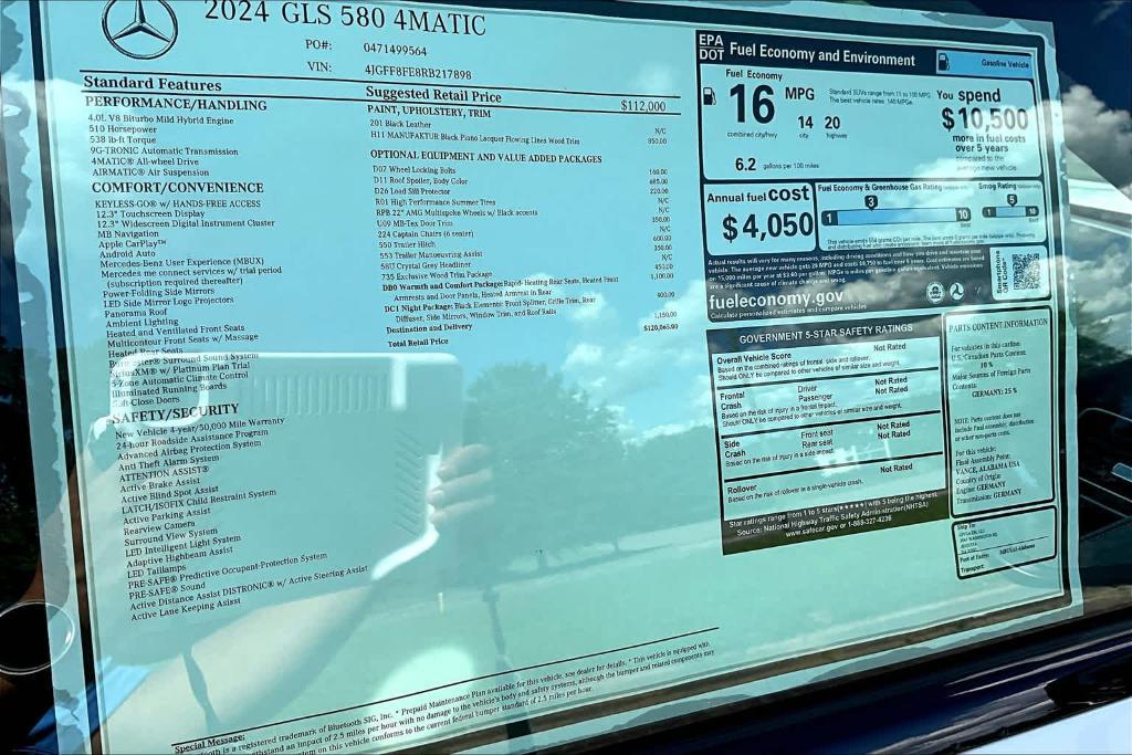 new 2024 Mercedes-Benz GLS 580 car, priced at $120,065
