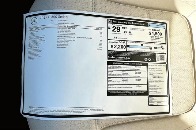 new 2025 Mercedes-Benz C-Class car, priced at $52,435