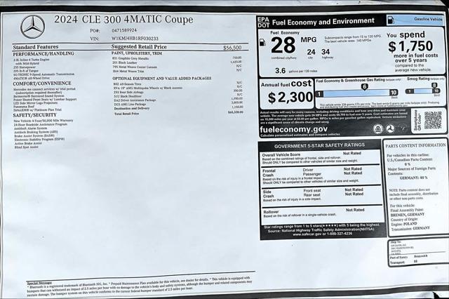 new 2024 Mercedes-Benz CLE 300 car, priced at $65,320