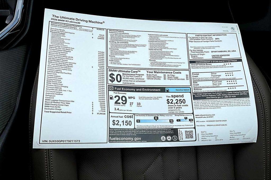 new 2026 BMW X3 car, priced at $57,245