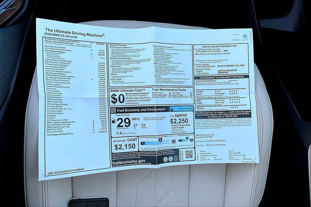 new 2026 BMW X3 car, priced at $54,595
