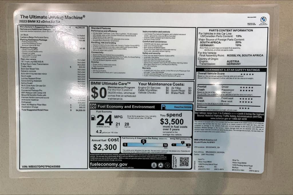 new 2023 BMW X3 car, priced at $54,235