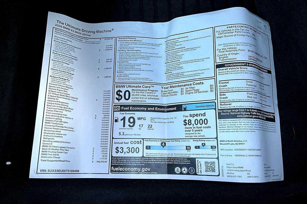 new 2026 BMW X5 car, priced at $104,275
