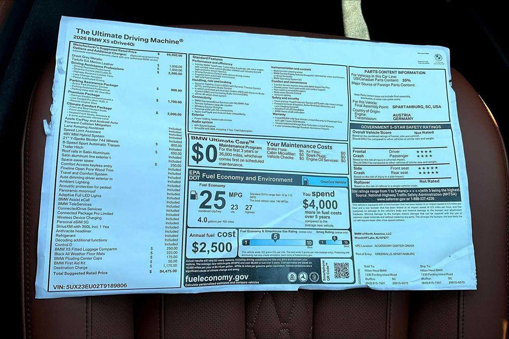 new 2026 BMW X5 car, priced at $84,475