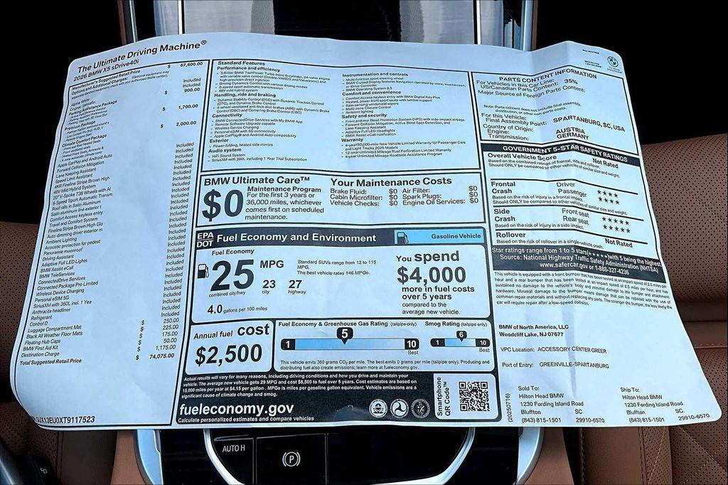 new 2026 BMW X5 car, priced at $74,075
