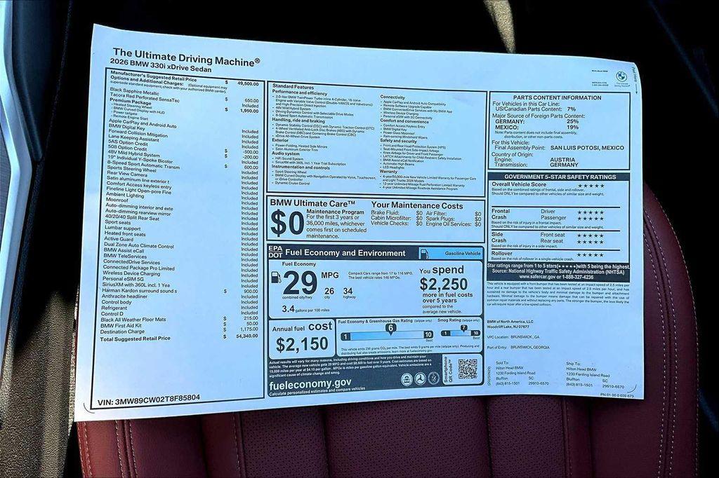 new 2026 BMW 330 car, priced at $54,340