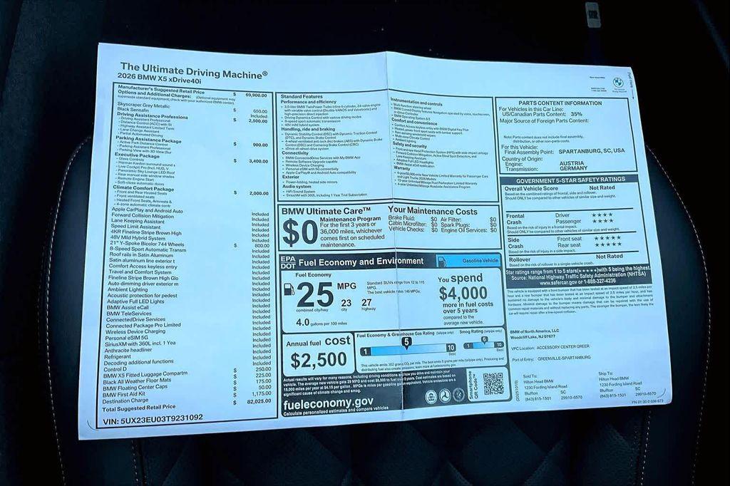 new 2026 BMW X5 car, priced at $82,025