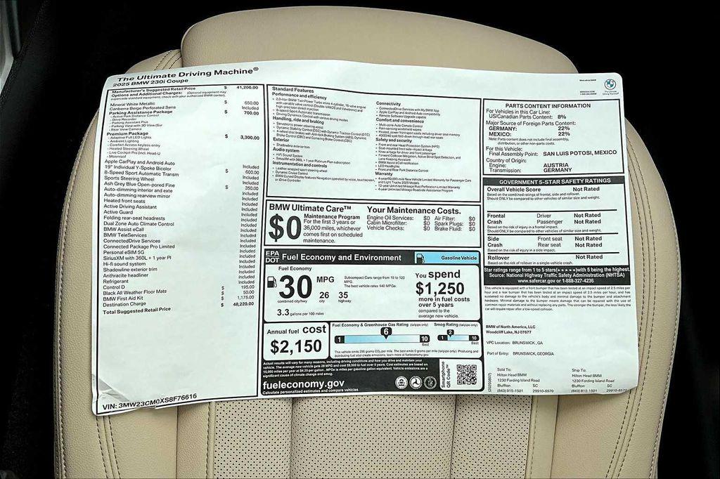 new 2025 BMW 230 car, priced at $48,220