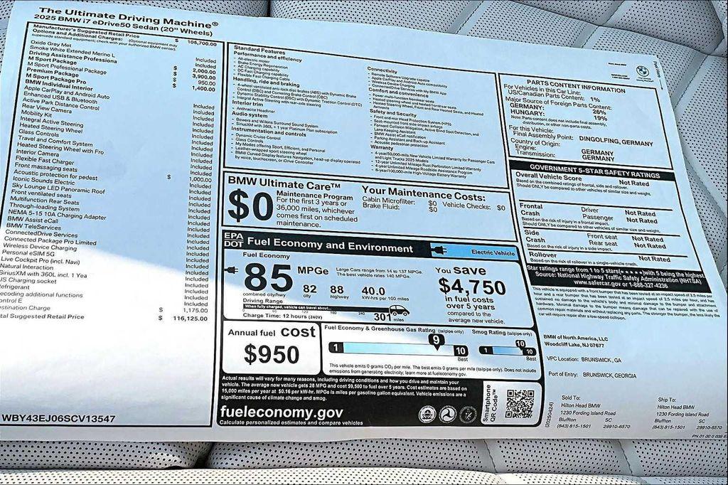 new 2025 BMW i7 car, priced at $116,125