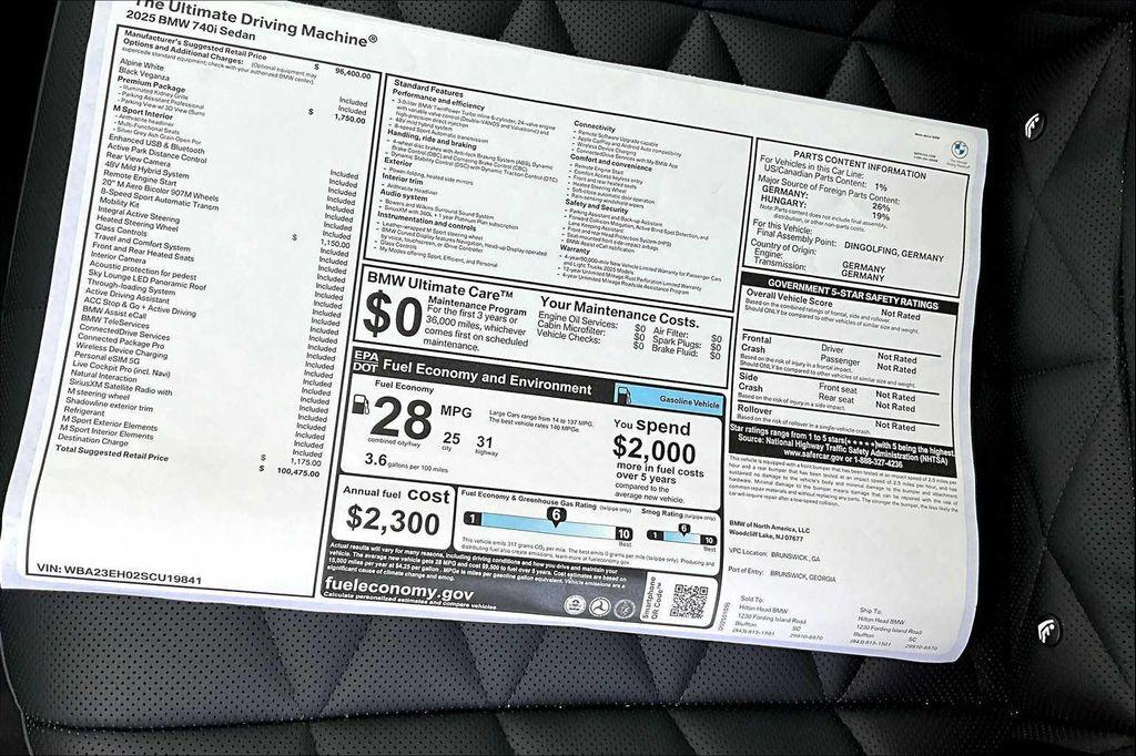 new 2025 BMW 740 car, priced at $100,475