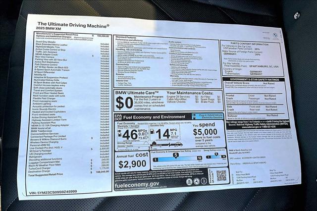 new 2025 BMW XM car, priced at $168,045