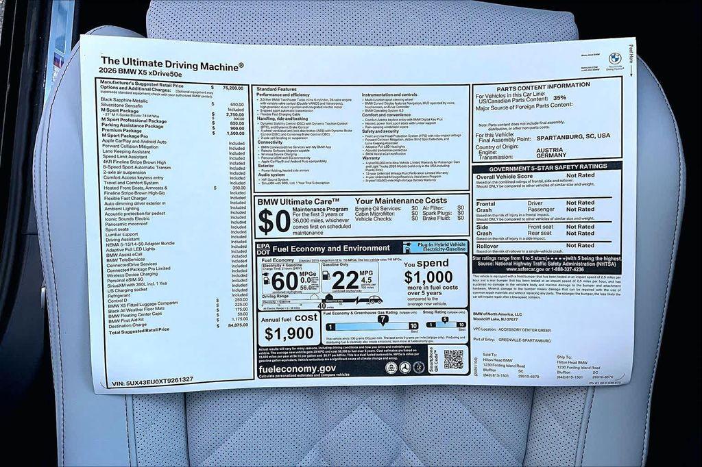 new 2026 BMW X5 PHEV car, priced at $84,875