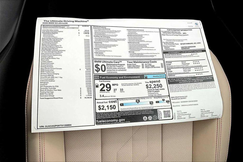 new 2026 BMW X3 car, priced at $54,185