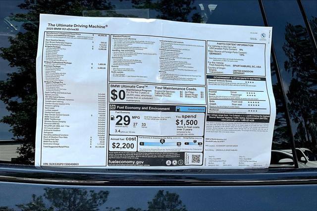new 2025 BMW X3 car, priced at $61,135