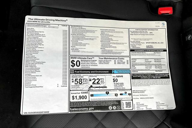 new 2025 BMW X5 PHEV car, priced at $74,975
