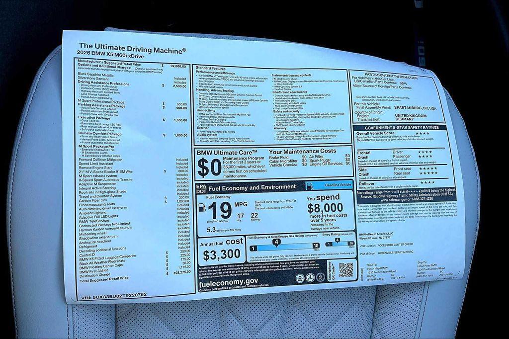 new 2026 BMW X5 car, priced at $103,275
