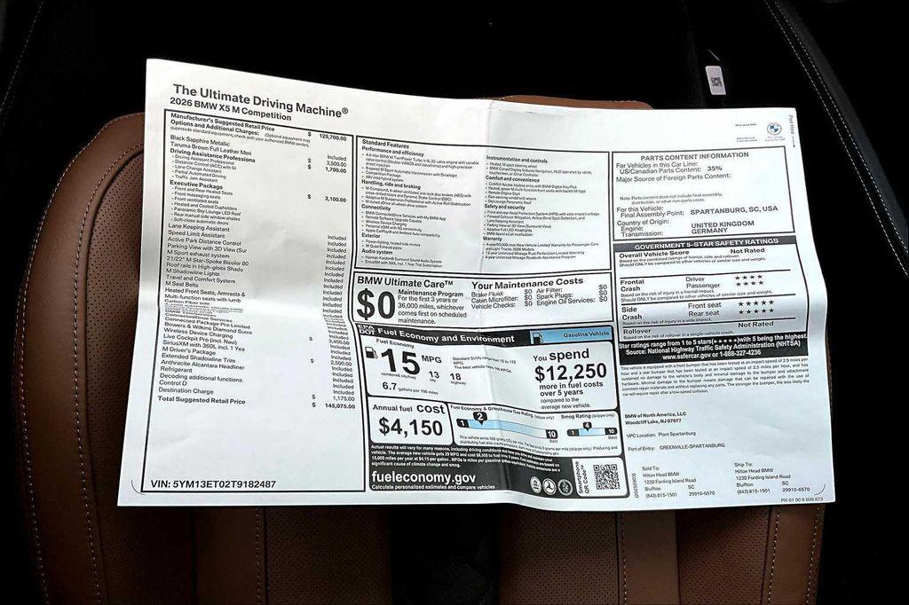 new 2026 BMW X5 M car, priced at $145,075
