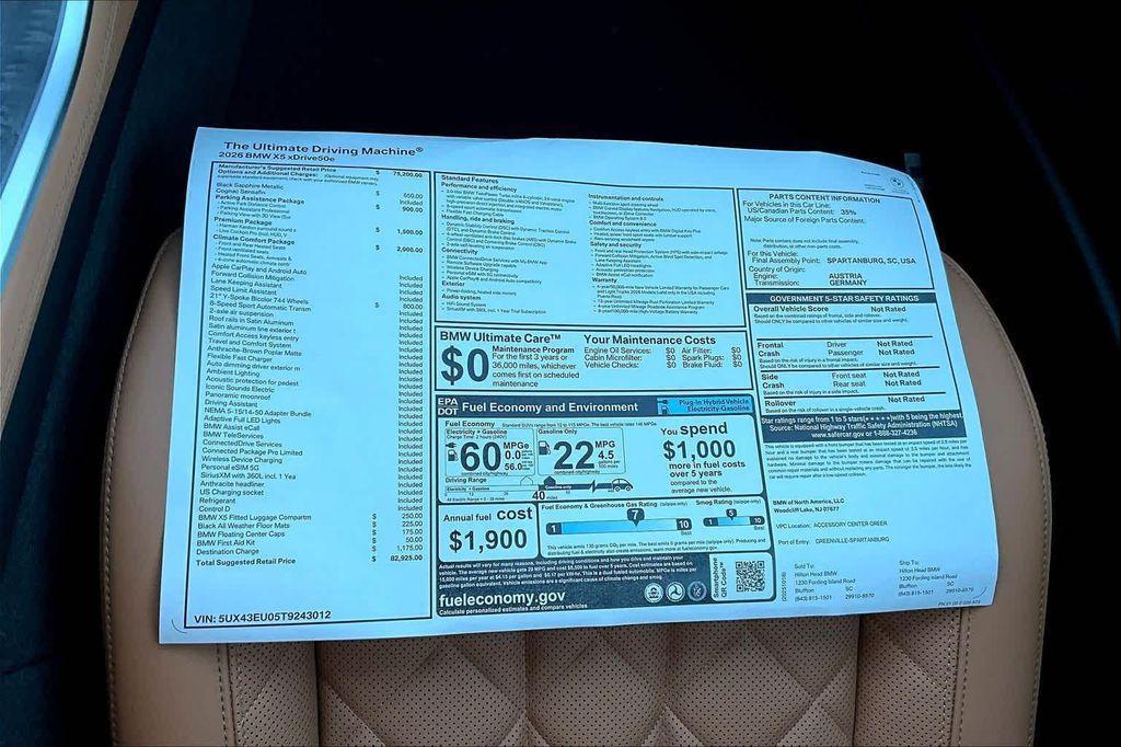 new 2026 BMW X5 PHEV car, priced at $82,925