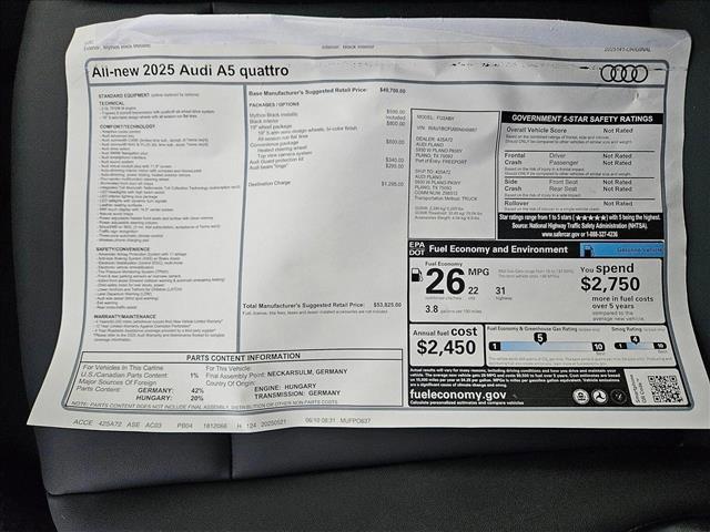 new 2025 Audi A5 car, priced at $51,377