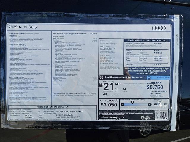 new 2025 Audi SQ5 car, priced at $73,340