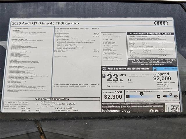 new 2025 Audi Q3 car, priced at $42,089
