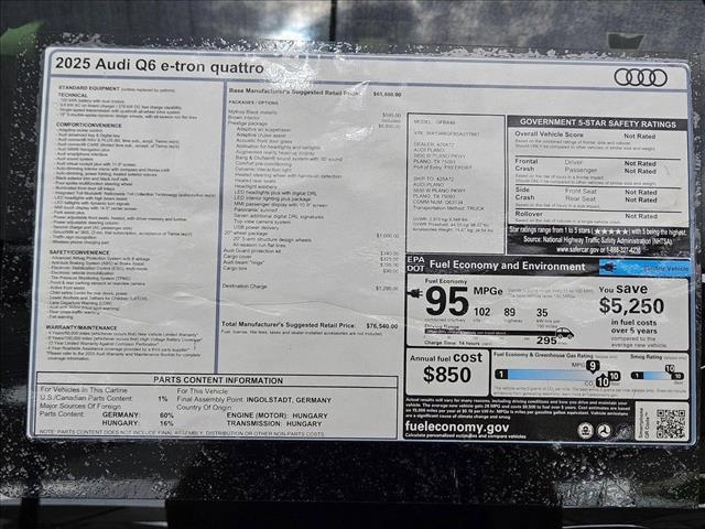 new 2025 Audi Q6 e-tron car, priced at $72,853