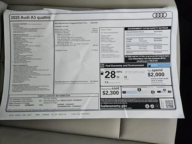 new 2025 Audi A3 car, priced at $41,990