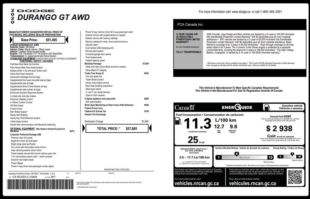 used 2020 Dodge Durango car, priced at $21,495