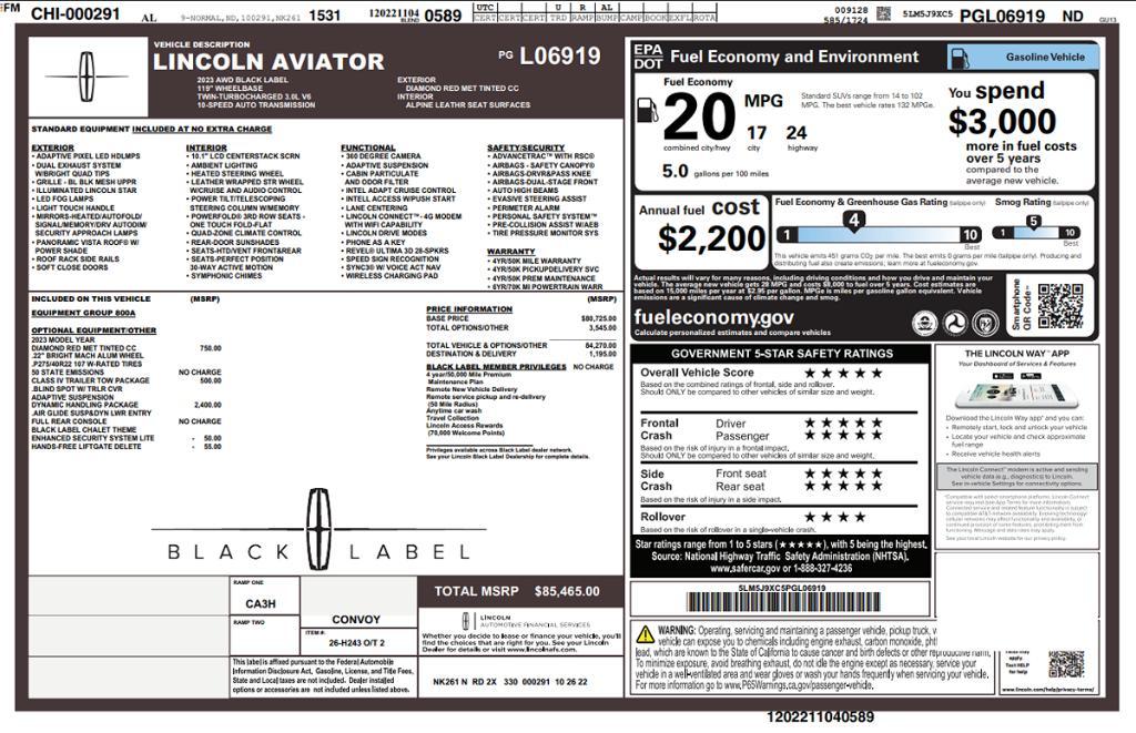 used 2023 Lincoln Aviator car, priced at $47,995