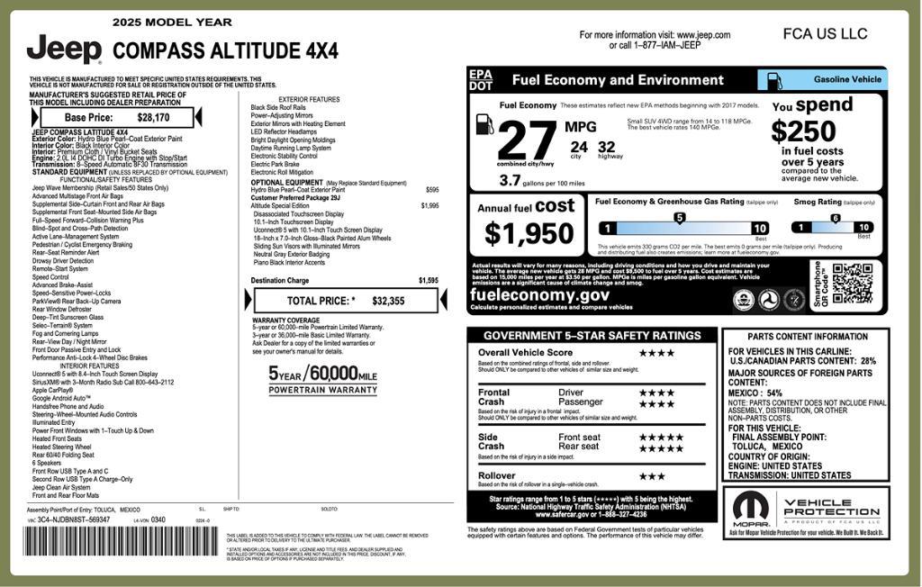 used 2025 Jeep Compass car, priced at $22,695