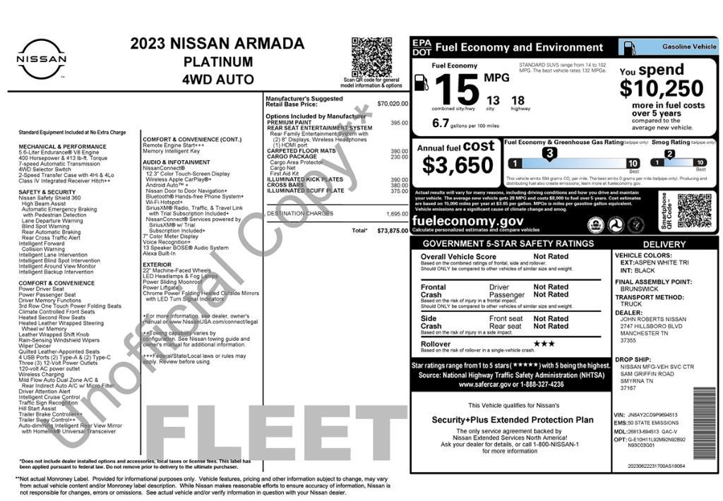 used 2023 Nissan Armada car, priced at $44,495
