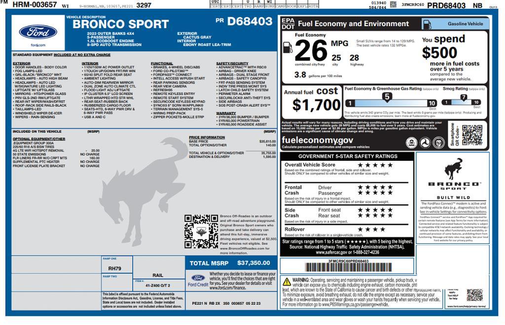 used 2023 Ford Bronco Sport car, priced at $20,495