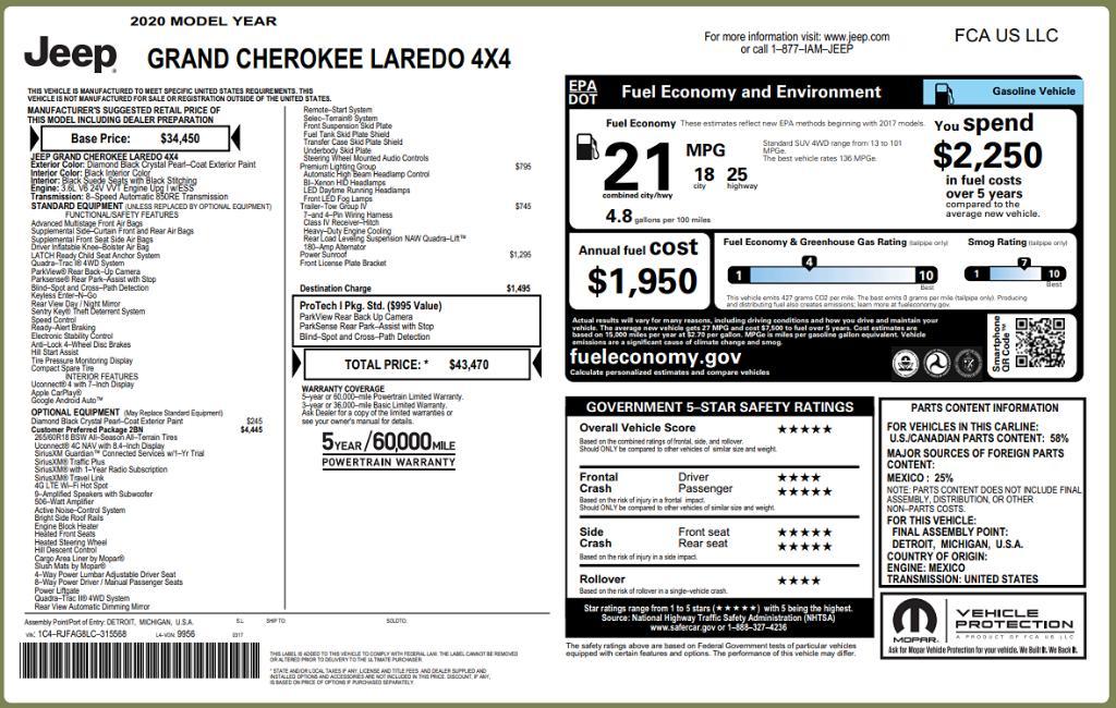 used 2020 Jeep Grand Cherokee car, priced at $21,995