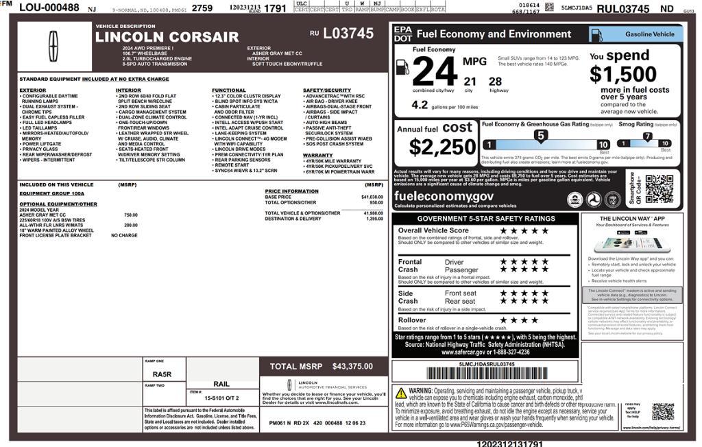 used 2024 Lincoln Corsair car, priced at $30,495