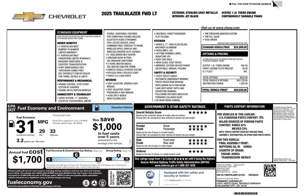 used 2025 Chevrolet TrailBlazer car, priced at $22,995