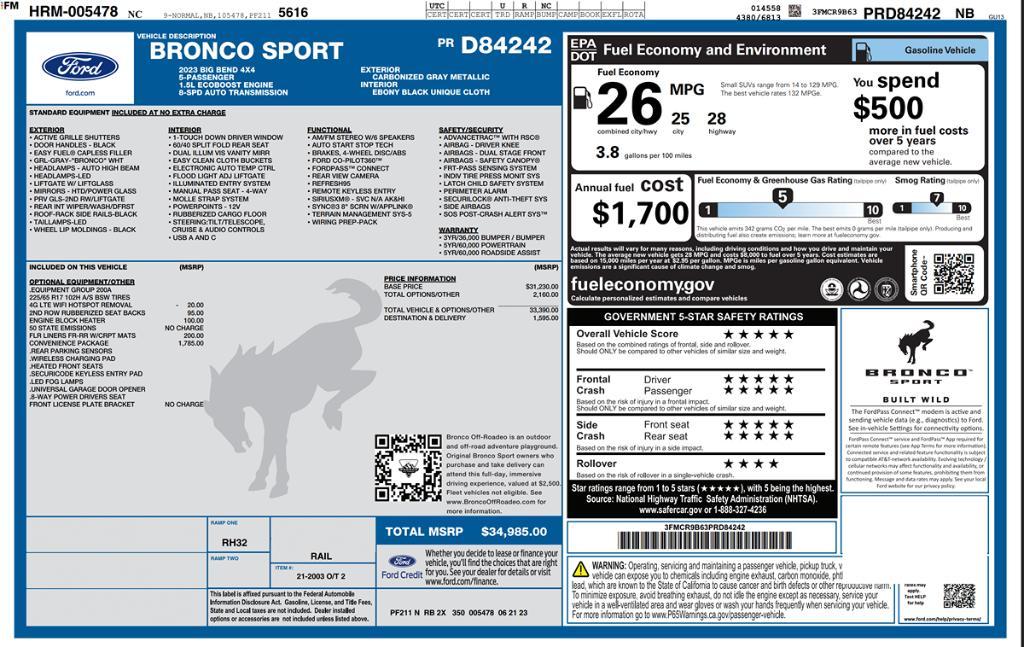 used 2023 Ford Bronco Sport car, priced at $22,995