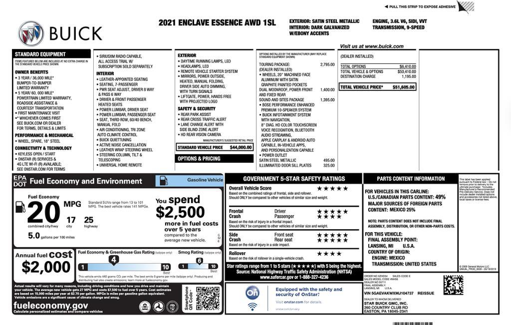 used 2021 Buick Enclave car, priced at $22,295