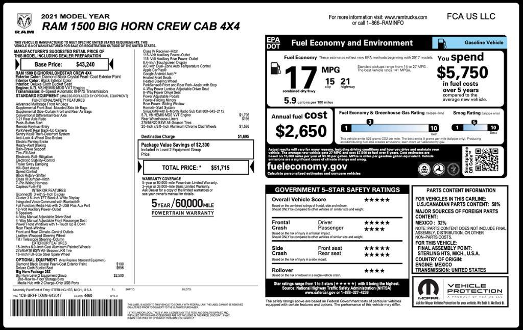 used 2021 Ram 1500 car, priced at $28,495