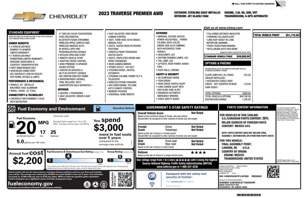used 2023 Chevrolet Traverse car, priced at $32,995