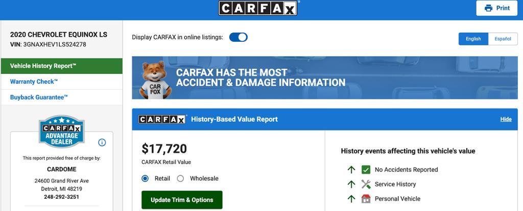 used 2020 Chevrolet Equinox car, priced at $16,495