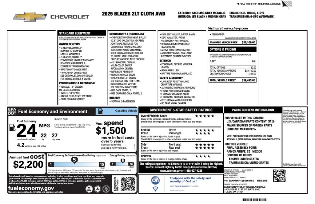 used 2025 Chevrolet Blazer car, priced at $32,895