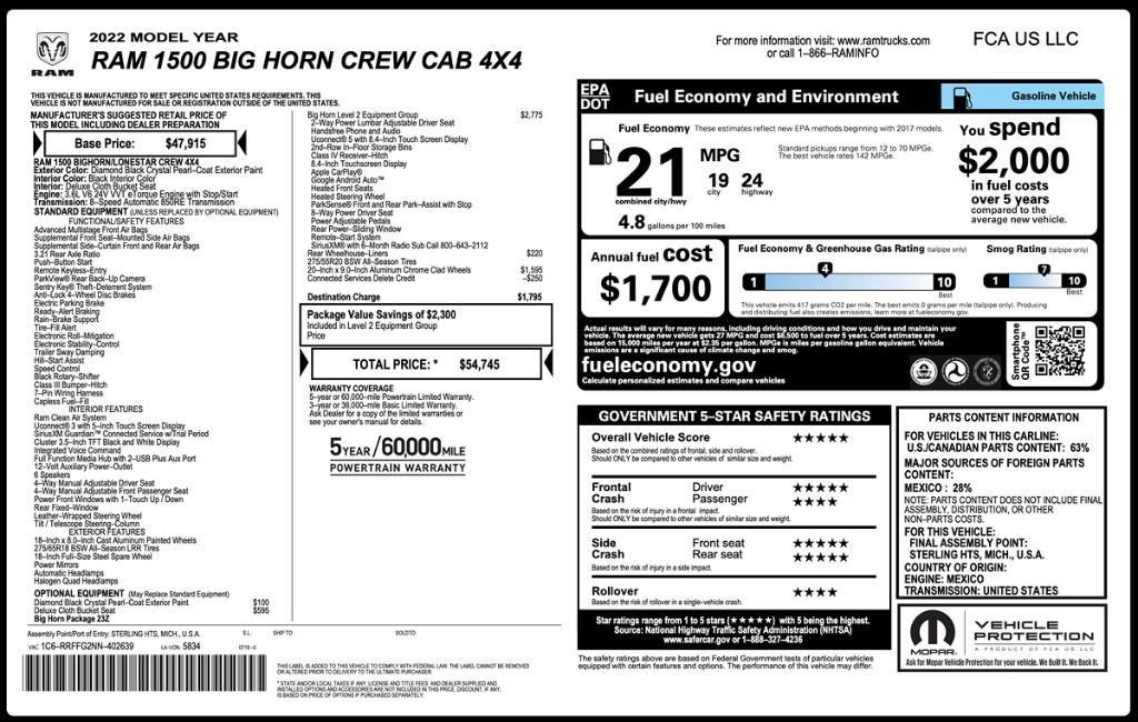 used 2022 Ram 1500 car, priced at $26,495
