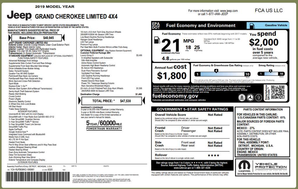 used 2019 Jeep Grand Cherokee car, priced at $18,495