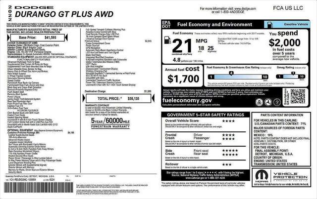 used 2022 Dodge Durango car, priced at $32,795
