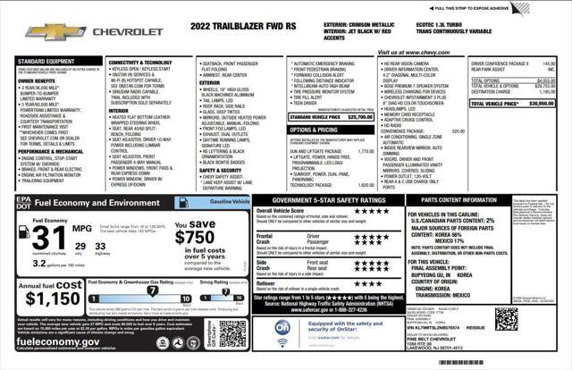 used 2022 Chevrolet TrailBlazer car, priced at $21,495
