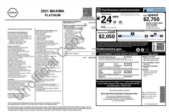 used 2021 Nissan Maxima car, priced at $24,995