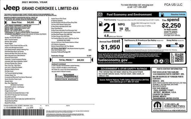 used 2021 Jeep Grand Cherokee L car, priced at $29,395