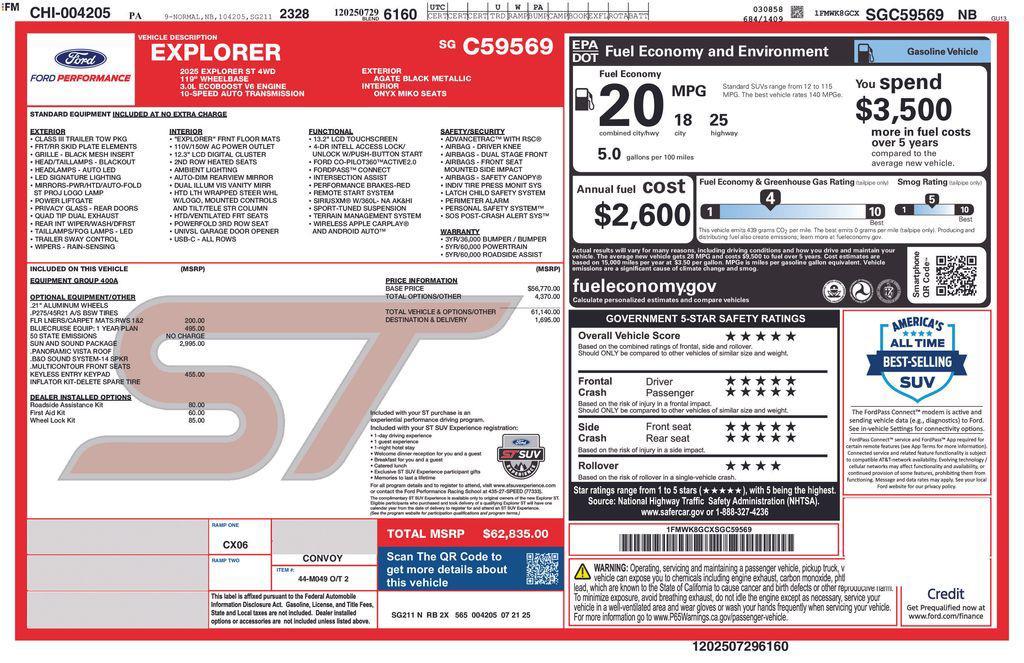 new 2025 Ford Explorer car, priced at $60,585